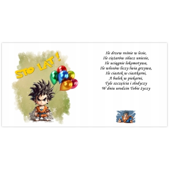 KARTKA NA URODZINY DRAGON BALL DLA DZIECI PAMIĄTKA + KOPERTA EKO