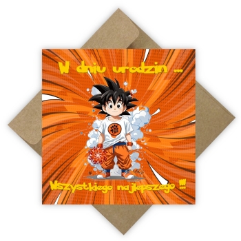 KARTKA NA URODZINY DRAGON BALL DLA DZIECI PAMIĄTKA + KOPERTA EKO
