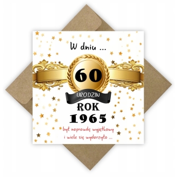 Kartka rocznikowa na 60 urodziny Rocznik 1965 Prezent PAMIĄTKA +KOPERTA EKO