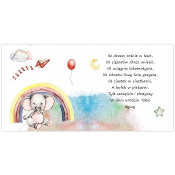 KARTKA NA 7 URODZINY SIEDEM LATEK PASTELOWA ZWIERZĄTKA SŁONIK + KOPERTA