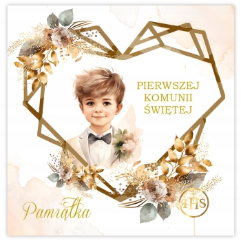 PAMIĄTKA kartka z życzeniami dla chłopca Pierwsza Komunia Święta