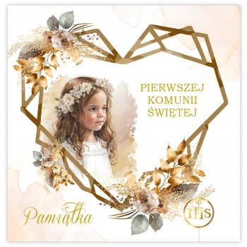 PAMIĄTKA kartka z życzeniami dla dziewczynki Pierwsza Komunia Święta