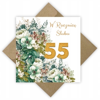 KARTKA NA 55 ROCZNICĘ ŚLUBU PLATYNOWE GODY ROCZNICA ŚLUBU KOPERTA EKO