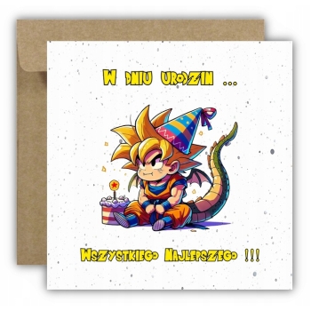 Kartka na urodziny urodzinowa dla dzieci Dragon Ball Z SonGoku Z ŻYCZENIAMI