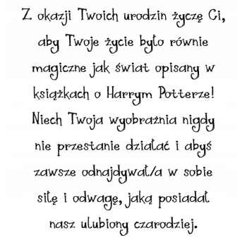 Kartka na urodziny dla dzieci Harry Potter róźdżka czapka maga Z ŻYCZENIAMI