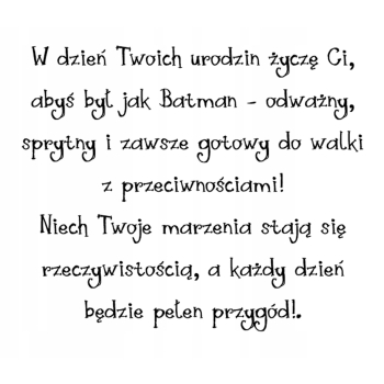 Kartka na urodziny urodzinowa dla dzieci Batman tort balony Z ŻYCZENIAMI