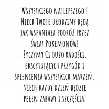 Kartka na urodziny urodzinowa dla dzieci pokemon pikachu Z ŻYCZENIAMI
