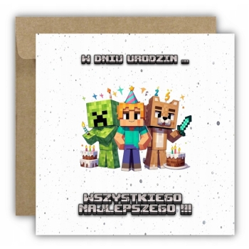 Kartka na urodziny urodzinowa dla dzieci minecraft Creeper Z ŻYCZENIAMI