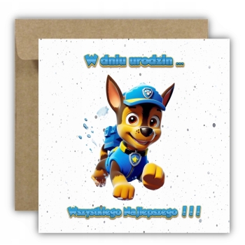 Kartka na urodziny dla dzieci psi patrol paw balony Chase Z ŻYCZENIAMI