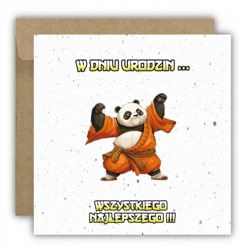 Kartka okolicznościowa na urodziny dla dzieci Kung Fu Panda Z ŻYCZENIAMI