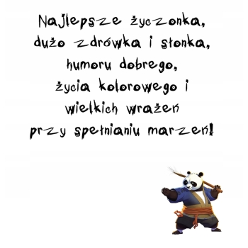 Kartka okolicznościowa na urodziny dla dzieci Kung Fu Panda Z ŻYCZENIAMI