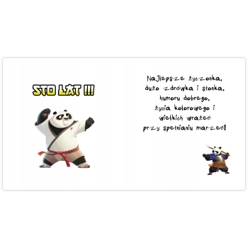 Kartka okolicznościowa na urodziny dla dzieci Kung Fu Panda Z ŻYCZENIAMI