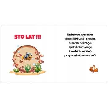 Kartka okolicznościowa na urodziny dla dzieci Rybka NEMO Z ŻYCZENIAMI