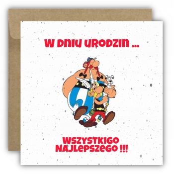 Kartka okolicznościowa na urodziny dla dzieci Asterix i Obelix Z ŻYCZENIAMI