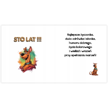 Kartka okolicznościowa na urodziny dla dzieci Scooby Doo Z ŻYCZENIAMI