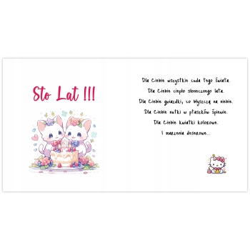 Kartka na urodziny dla dzieci urodzinowa Hello Kitty kotek Z ŻYCZENIAMI