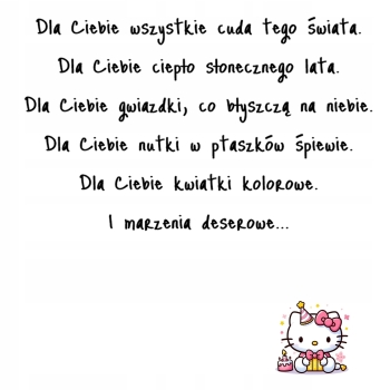 Kartka na urodziny dla dzieci urodzinowa Hello Kitty kotek Z ŻYCZENIAMI
