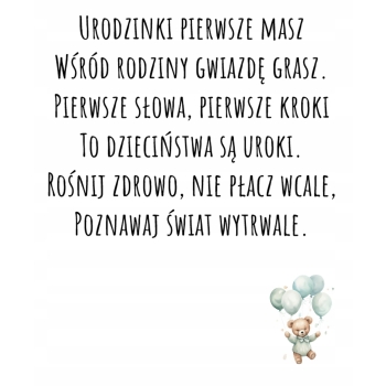 Kartka okolicznościowa na urodziny dla dzieci ROCZEK PIERWSZE Z ŻYCZENIAMI