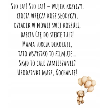 Kartka okolicznościowa na urodziny dla dzieci ROCZEK PIERWSZE Z ŻYCZENIAMI