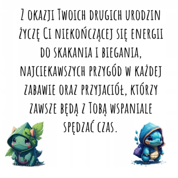 Kartka na 2 urodziny urodzinowa dla dzieci pokemon pikachu Z ŻYCZENIAMI