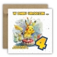 Kartka na 4 urodziny urodzinowa dla dzieci pokemon pikachu Z ŻYCZENIAMI