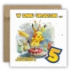 Kartka na 5 urodziny urodzinowa dla dzieci pokemon pikachu Z ŻYCZENIAMI