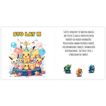 Kartka na 6 urodziny urodzinowa dla dzieci pokemon pikachu Z ŻYCZENIAMI