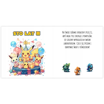 Kartka na 7 urodziny urodzinowa dla dzieci pokemon pikachu Z ŻYCZENIAMI