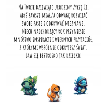 Kartka na 9 urodziny urodzinowa dla dzieci pokemon pikachu Z ŻYCZENIAMI