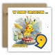 Kartka na 9 urodziny urodzinowa dla dzieci pokemon pikachu Z ŻYCZENIAMI