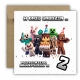 Kartka na 2 urodziny urodzinowa dla dzieci minecraft Creeper Z ŻYCZENIAMI