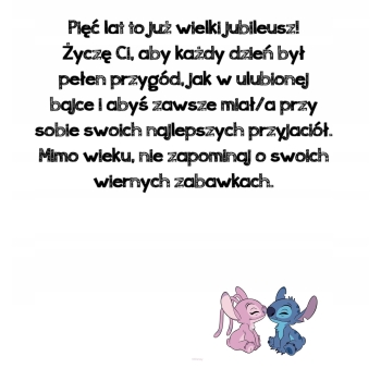 Kartka na 5 urodziny urodzinowa dla dzieci Lilo i Stich czapki Z ŻYCZENIAMI