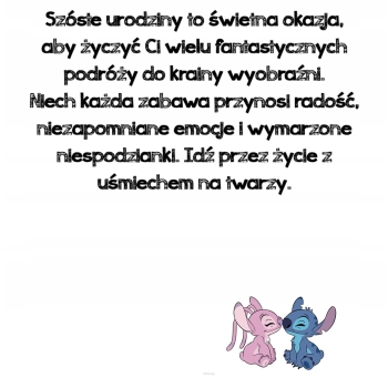 Kartka na 6 urodziny urodzinowa dla dzieci Lilo i Stich czapki Z ŻYCZENIAMI