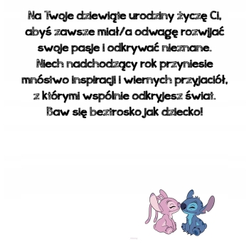 Kartka na 9 urodziny urodzinowa dla dzieci Lilo i Stich czapki Z ŻYCZENIAMI