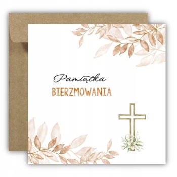 Kartka na bierzmowanie pamiątka bierzmowania krzyż Z ŻYCZENIAMI
