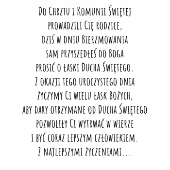Kartka na bierzmowanie pamiątka bierzmowania krzyż Z ŻYCZENIAMI