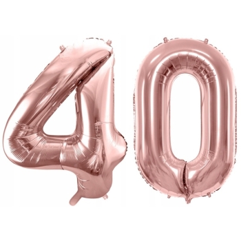 ZESTAW BALONY 40 URODZINY ROSE GOLD PERŁOWE 40 ROCZNICA ŚLUBU 100 CM
