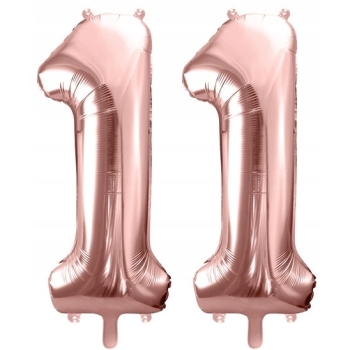 ZESTAW BALONY 11 URODZINY ROSE GOLD PERŁOWE 11 ROCZNICA ŚLUBU 100 CM