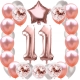 ZESTAW BALONY 11 URODZINY ROSE GOLD PERŁOWE 11 ROCZNICA ŚLUBU 100 CM