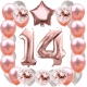 ZESTAW BALONY 14 URODZINY ROSE GOLD PERŁOWE 14 ROCZNICA ŚLUBU 100 CM