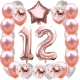 ZESTAW BALONY 12 URODZINY ROSE GOLD PERŁOWE 12 ROCZNICA ŚLUBU 100 CM