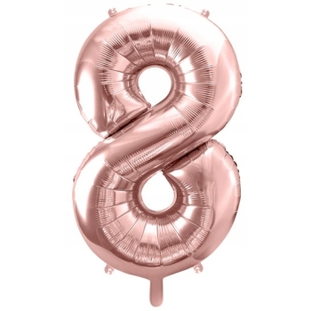 ZESTAW BALONY 8 URODZINY ROSE GOLD PERŁOWE 8 ROCZNICA ŚLUBU KURTYNA 100 CM