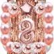 ZESTAW BALONY 8 URODZINY ROSE GOLD PERŁOWE 8 ROCZNICA ŚLUBU KURTYNA 100 CM