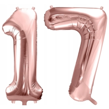 ZESTAW BALONY 17 URODZINY ROSE GOLD PERŁOWE 17 ROCZNICA ŚLUBU 100 CM