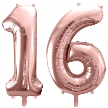 ZESTAW BALONY 16 URODZINY ROSE GOLD PERŁOWE 16 ROCZNICA ŚLUBU 100 CM