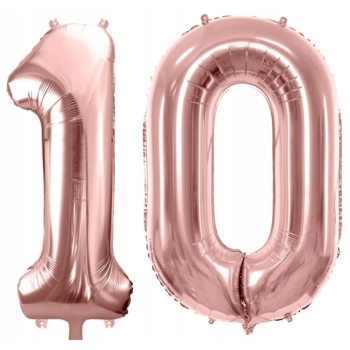 ZESTAW BALONY 10 URODZINY ROSE GOLD PERŁOWE 10 ROCZNICA ŚLUBU 100 CM