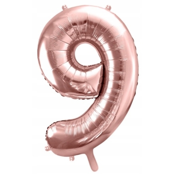 ZESTAW BALONY 9 URODZINY ROSE GOLD PERŁOWE 9 ROCZNICA ŚLUBU KURTYNA 100 CM