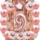 ZESTAW BALONY 9 URODZINY ROSE GOLD PERŁOWE 9 ROCZNICA ŚLUBU KURTYNA 100 CM
