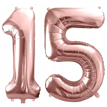 ZESTAW BALONY 15 URODZINY ROSE GOLD PERŁOWE 15 ROCZNICA ŚLUBU 100 CM