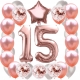 ZESTAW BALONY 15 URODZINY ROSE GOLD PERŁOWE 15 ROCZNICA ŚLUBU 100 CM